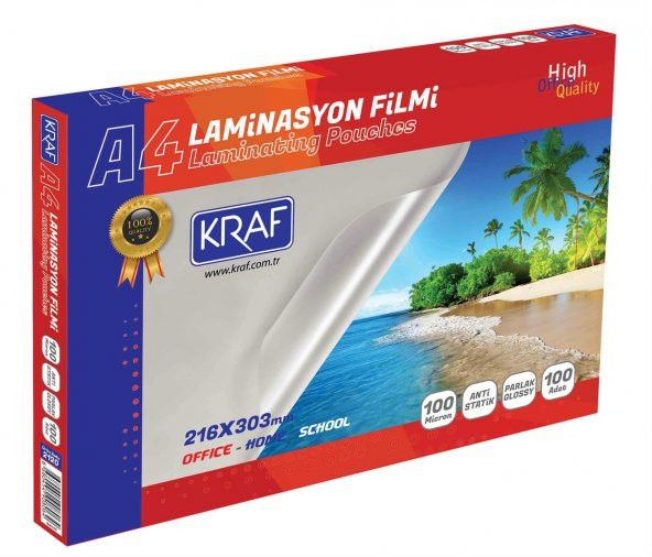 KRAF LAMİNASYON FİLMİ PARLAK A4 100MIC 100LÜ ÜCRETSİZ KARGO