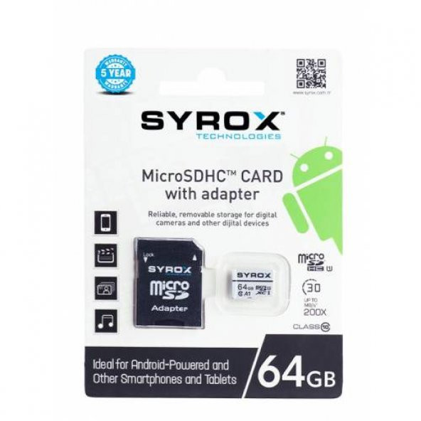 SYROX 64GB MİCRO SDHC HAFIZA KARTI Class 10 - SYX-MC64