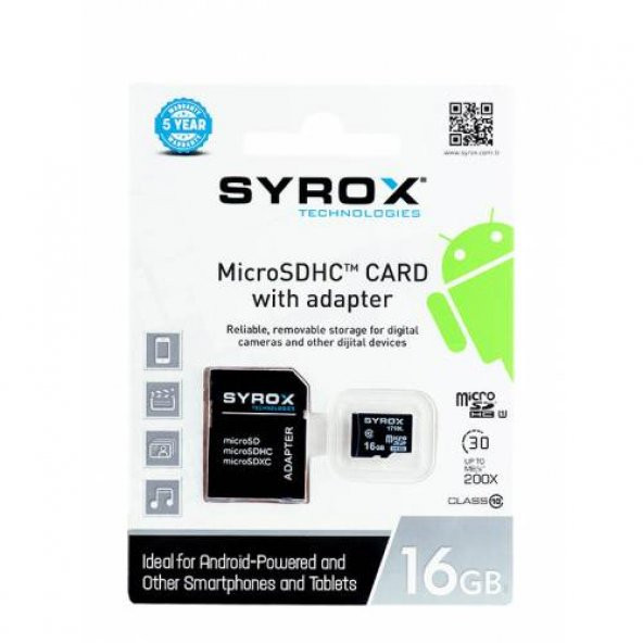 SYROX 16GB MİCRO SDHC HAFIZA KARTI Class 10 - SYX-MC16