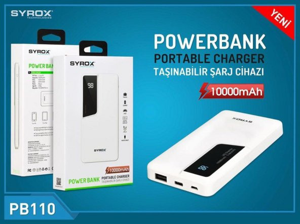 Syrox Powerbank Ekranlı 10000 mAh - PB110 -