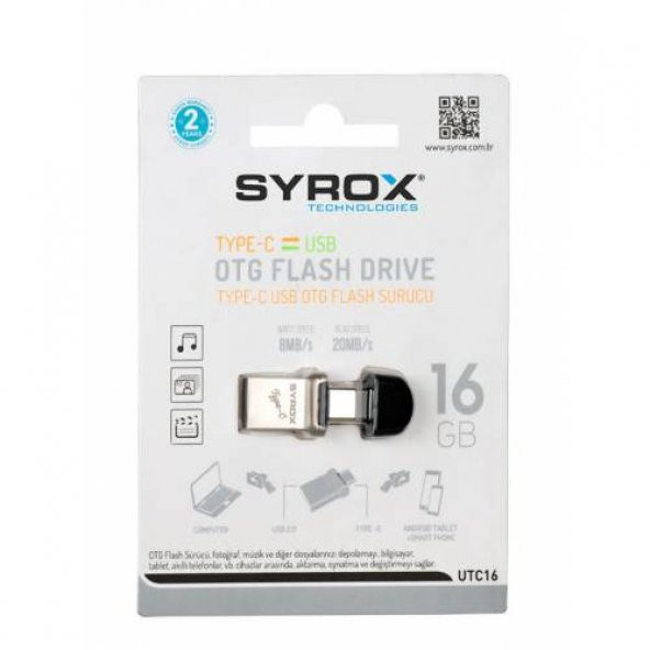Syrox 16GB Type-C Usb + Usb Otg Flash Bellek - SYX - UTC16 -