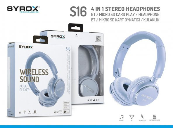 Syrox S16 Kablosuz Hafıza Kartlı Bluetooth Kulaklık - SYX-S16 - 2