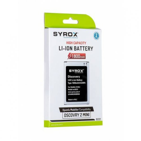 Syrox General Mobile Discovery 2 Mini Batarya 1800 mAh - SYX - B222
