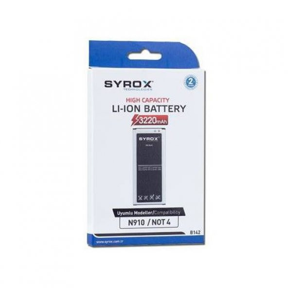 Syrox Samsung Note 4 (N910) Batarya 3220 mAh - SYX - B142 -