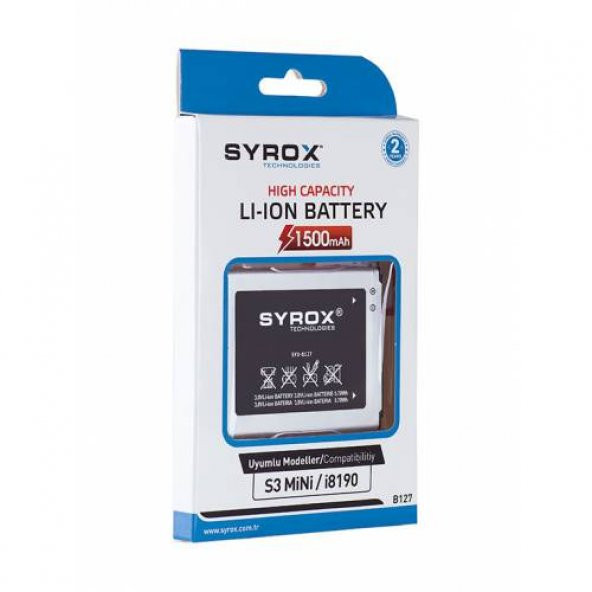 Syrox Samsung S3 Mini (I8190-J1 Mini) Batarya 1500 mAh - SYX - B1