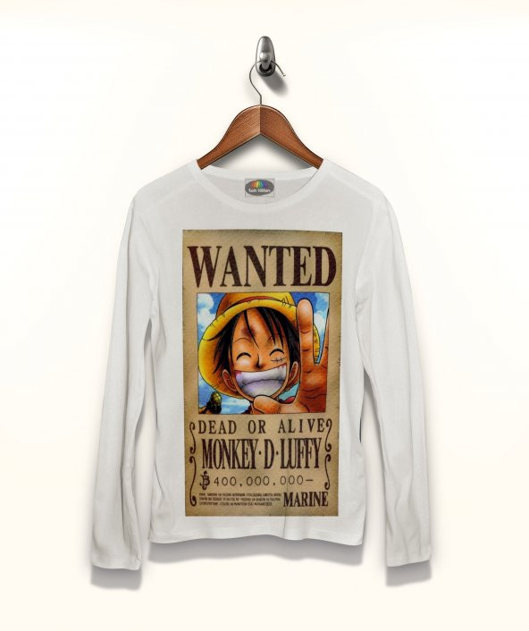 One Piece Wanted Luffy Tişört Uzun Kollu Tshirt