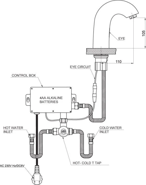 GPD Fotoselli Çift Su Girişli Lavabo Bataryası FLB10 - 3