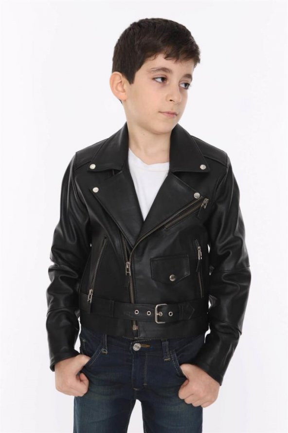 Erkek Çocuk Deri Mont Kuzey Modeli - 1