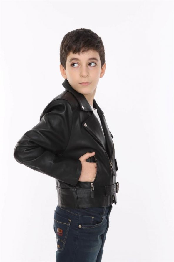 Erkek Çocuk Deri Mont Kuzey Modeli - 3