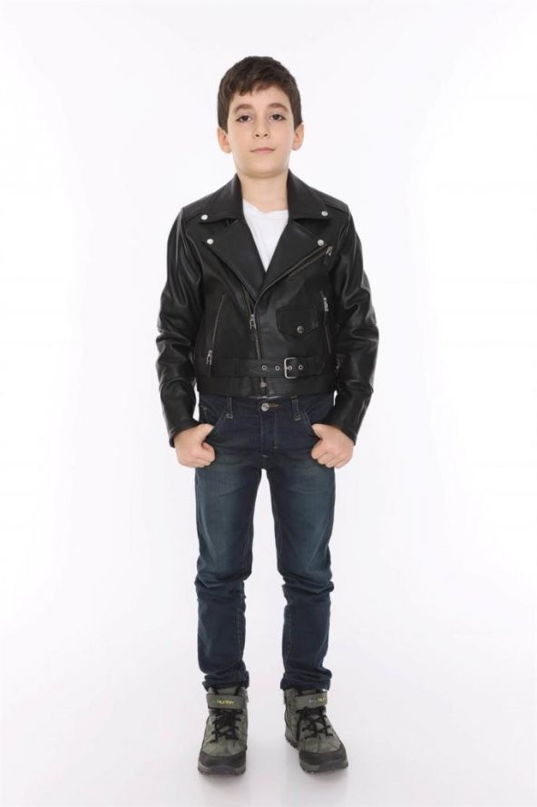 Erkek Çocuk Deri Mont Kuzey Modeli - 5