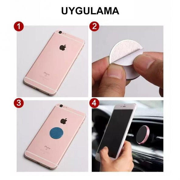 Araç İçi Telefon Tutucu Mıknatıslı Döner Başlıklı Petek Girişli - 11