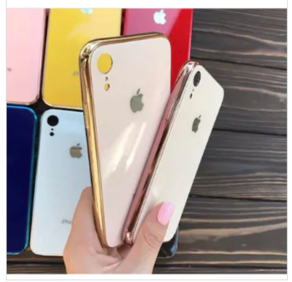 iPhone X-XS Cam Kılıf Yanlar Silikon Apple Logolu Ultra Lüx - 5