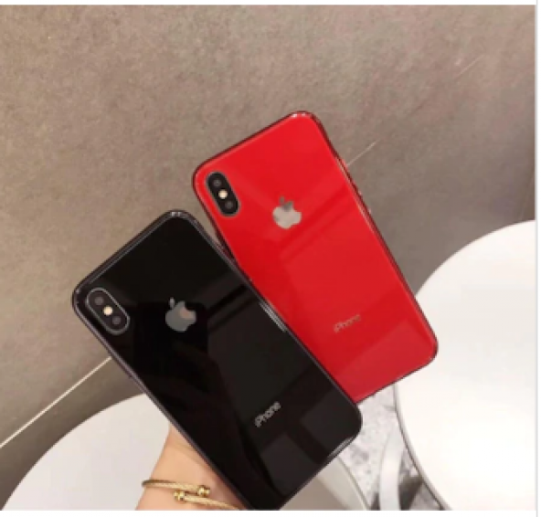 iPhone X-XS Cam Kılıf Yanlar Silikon Apple Logolu Ultra Lüx - 7