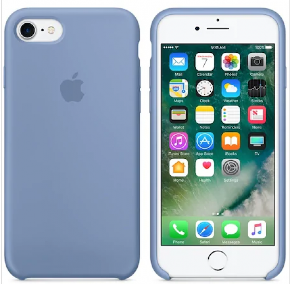 Apple Logolu iPhone 8 Plus Lansman Kılıf -Çelik Mavisi - 1
