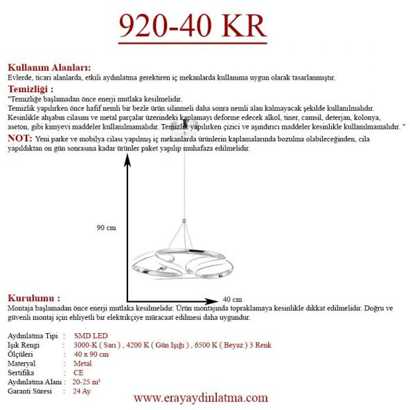 Eray Aydınlatma 920-40 Krom Led Avize - 3
