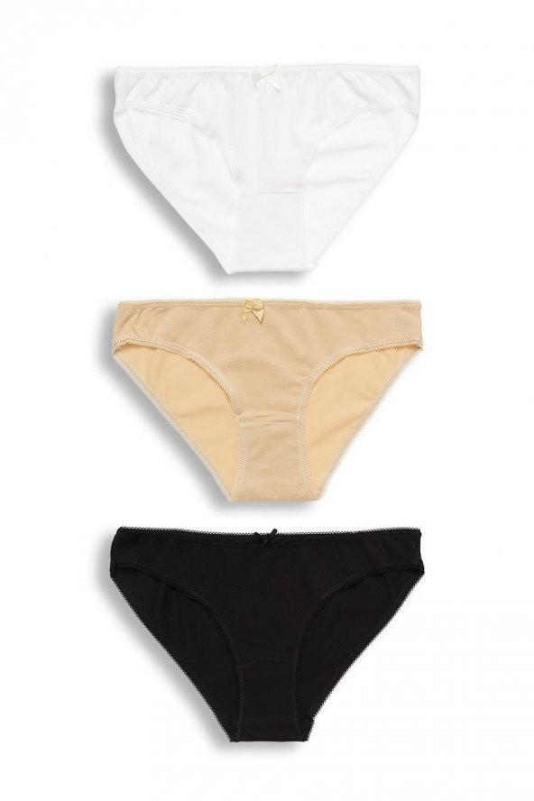 Kadın Asorti Renkli Düz 3'lü Külot 3137