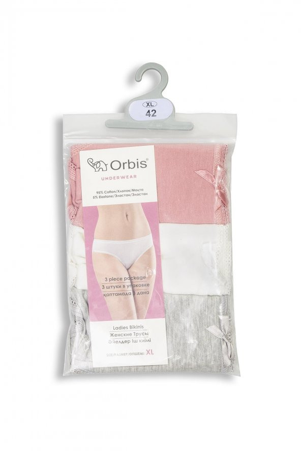 Kadın Asorti Renkli Düz 3lü Külot 3138 - 6