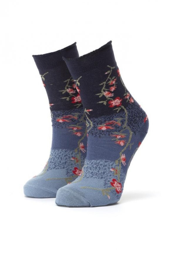 3lü Kadın Çiçek Desenli Çorap 3420-B3 - 2