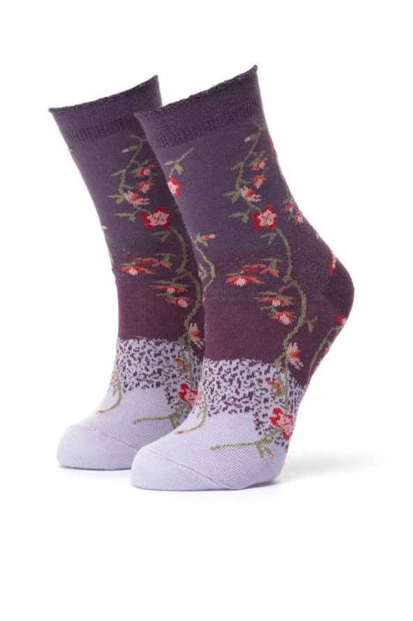 3lü Kadın Çiçek Desenli Çorap 3420-B3 - 3