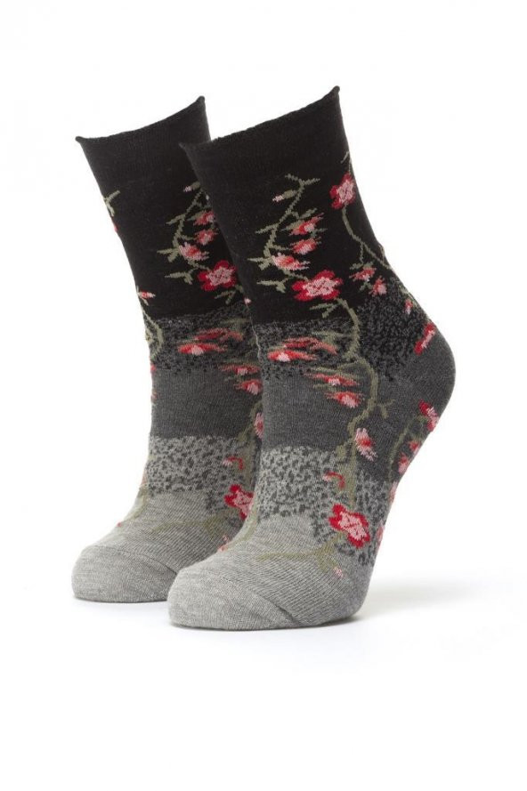 3lü Kadın Çiçek Desenli Çorap 3420-B3 - 4