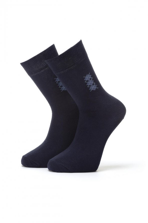 3lü Erkek Konçta Ekose Desenli Çorap 4409-A3 - 5