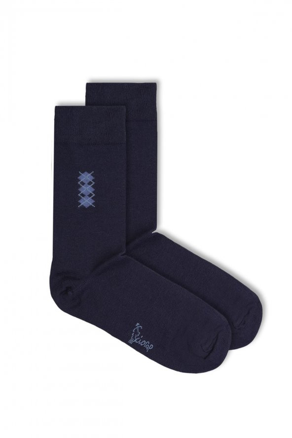 3lü Erkek Konçta Ekose Desenli Çorap 4409-A3 - 8