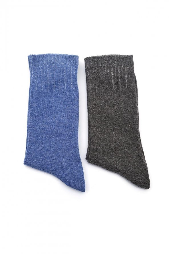Kadın Antrasit Mavi Düz 2li Çorap 9256928
