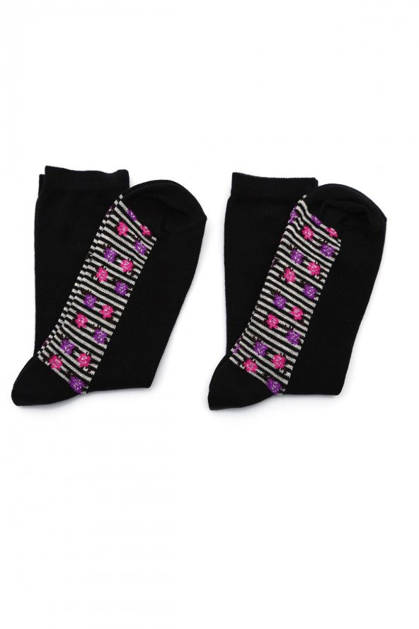 Kadın 2li Çiçek Desenli Çorap 12433408