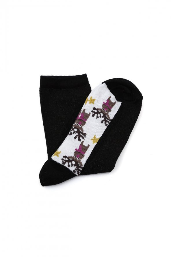 Kadın Siyah Desenli 3lü Çorap 61294024 - 6