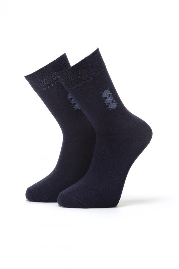 3'lü Erkek Konçta Ekose Desenli Çorap 4409-B3 - 3