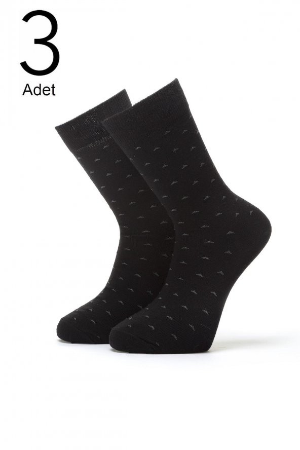 3lü Erkek  Nokta Desenli Özel Yün Çorap 4412-A3