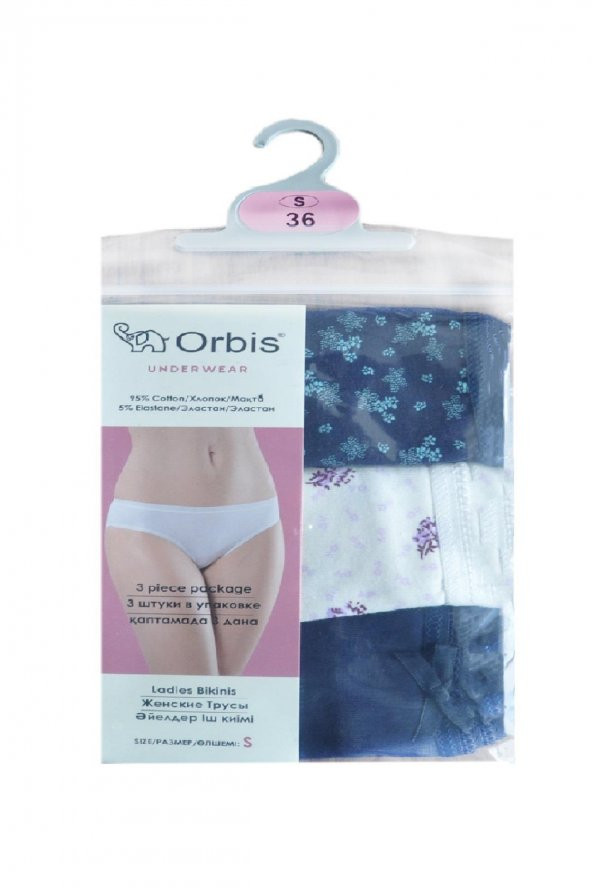 Kadın Desenli Asortili 3lü Külot 3135 - 3