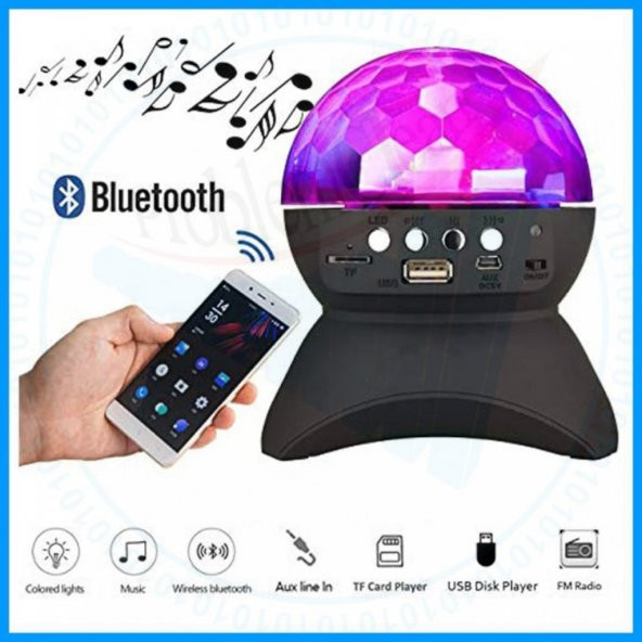 Lazer Işıklı Disko Topu Küresi Bluetooth Hoparlör Ses Bombası PG-389 - 2