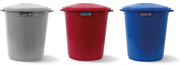 Afacan 50 Lt Kırmızı Kapaklı Yuvarlak Çöp Kovası - Resim 2