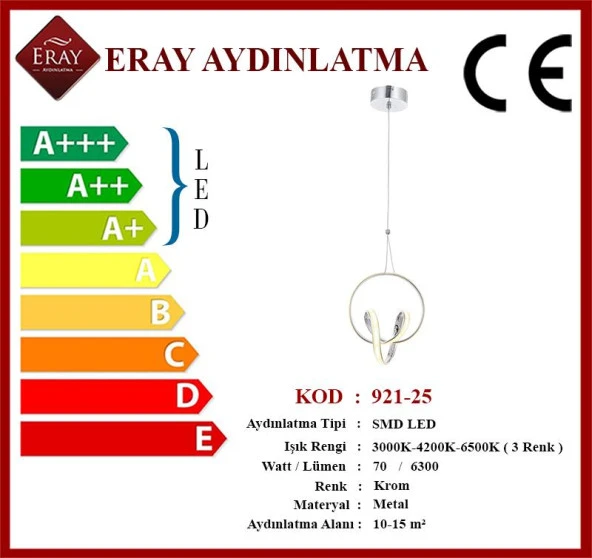 Eray Aydınlatma 921-25 Krom Led Avize - Resim 2