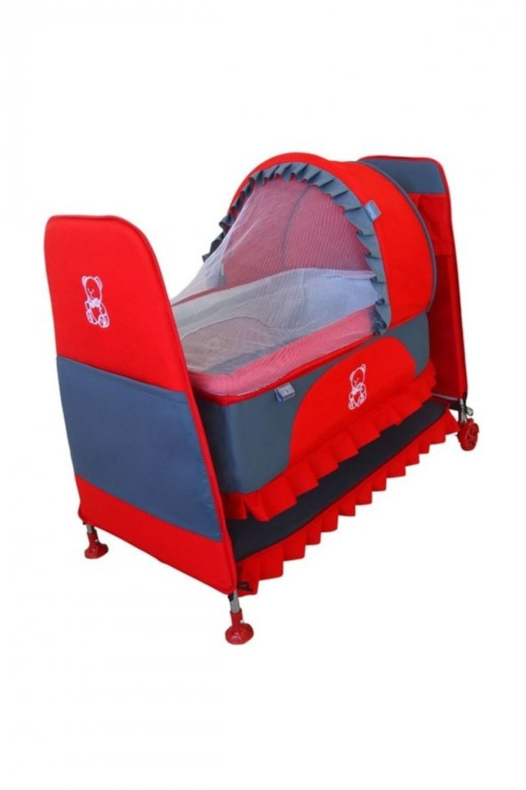 Happy Baby Portatif Sepet Beşik Tekerlekli - Kırmızı Gri
