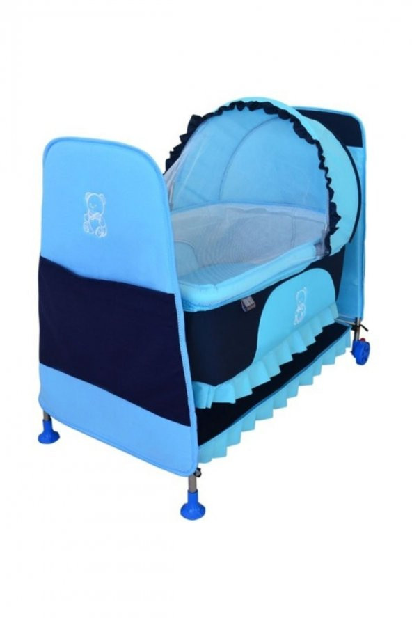 Happy Baby Portatif Sepet Beşik Tekerlekli - Mavi Lacivert