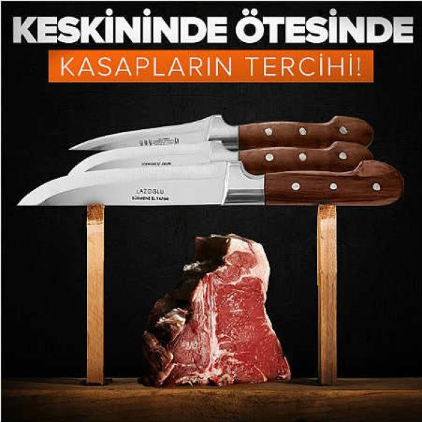 Lazoğlu Sürmene 3 Lü Bıçak Seti TESCİLLİ MARKA  ORJİNAL HG BIÇAK LAZ BIÇAK SETİ - 4