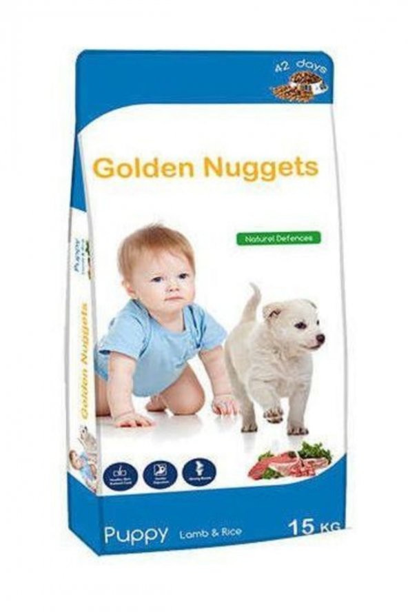 Golden Nuggets Kuzu Etli Yavru Köpek Maması 15 KG