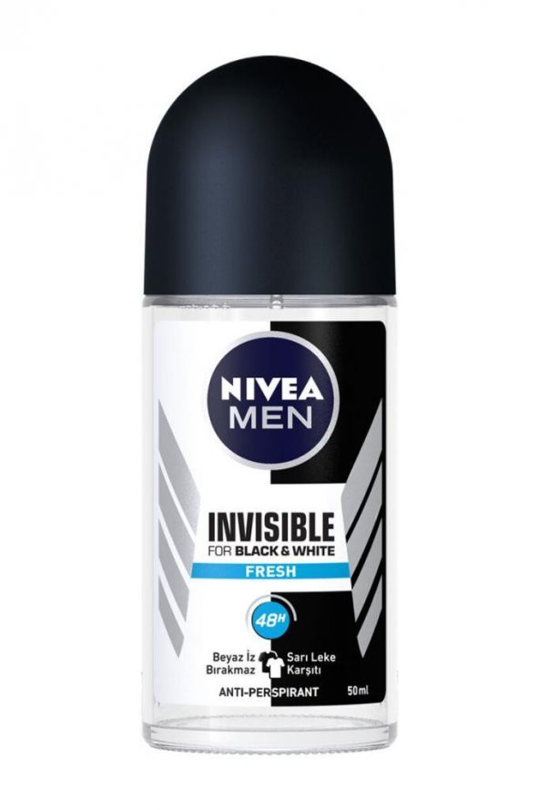 Nivea Deo Roll-On Erkek Deodorant İnvisible Black White Fresh 50 ml