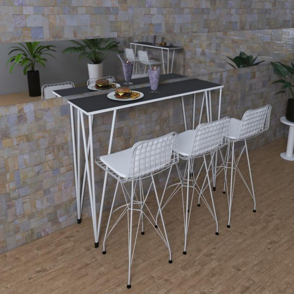 Knsz bar masa sandalye takımı zel gribyz 120*040 sm 3 sandalye byzbyzsm