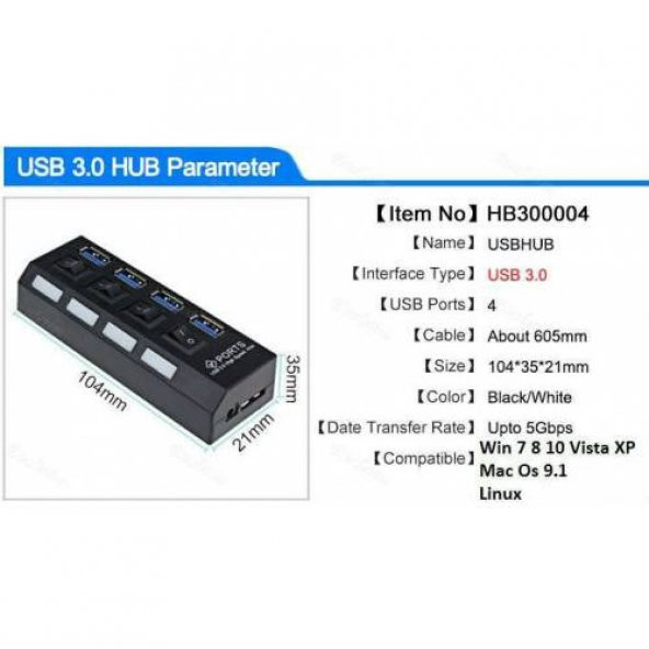 4 PORT USB 3.0 ÇOĞALTICI ÇOKLAYICI HUB ÇOKLAMA ÇOKLU CİHAZ AYGIT BAĞLANTI KLAVYE MOUSE FLASH - 8