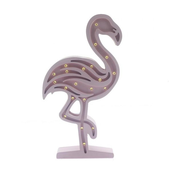 Ahşap Led Işıklı Pilli Flamingo Dekor - 2