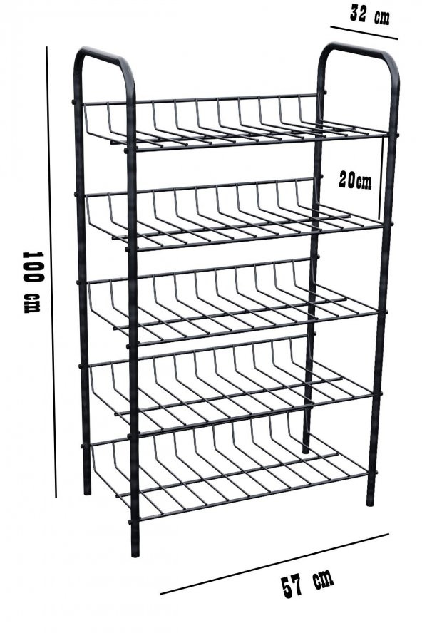 5 Raflı Ayakkabılık Metal Ayakkabılık Çok Amaçlı Dolap - 3