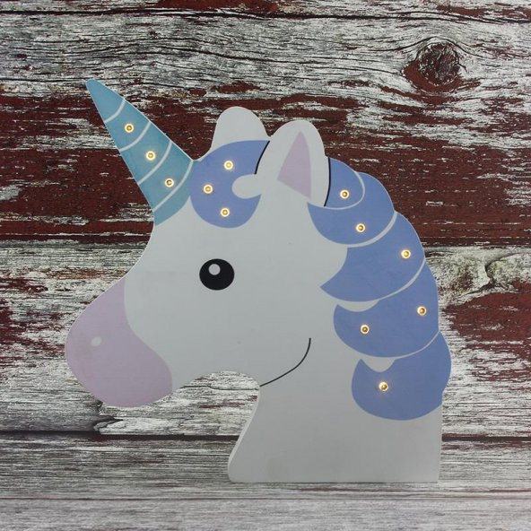 Ahşap Led Işıklı Pilli Unicorn Dekor - 4