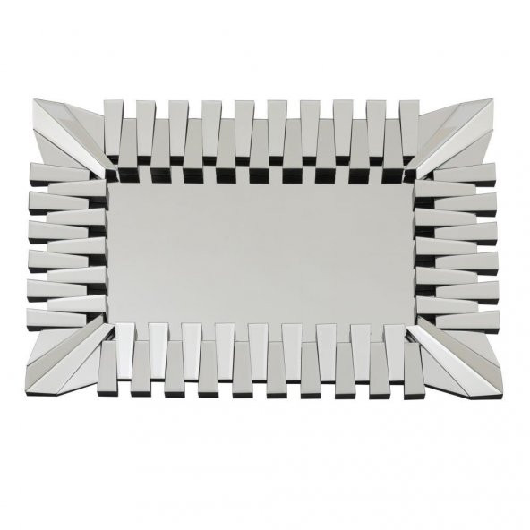 Fidex Home Lüks Piyano Modern Dikdörtgen Büyük Ayna 118cm Gümüş