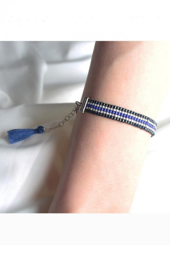 Zariass Bileklik Miyuki Siyah-Mavi