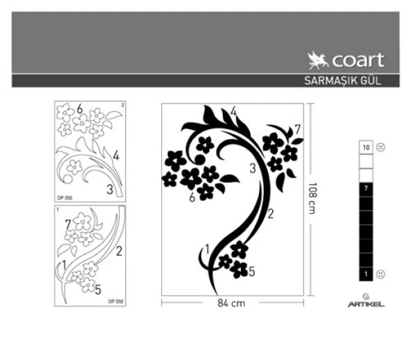 Sarmaşık Gül Kadife Duvar Sticker 84X108 Cm - 4