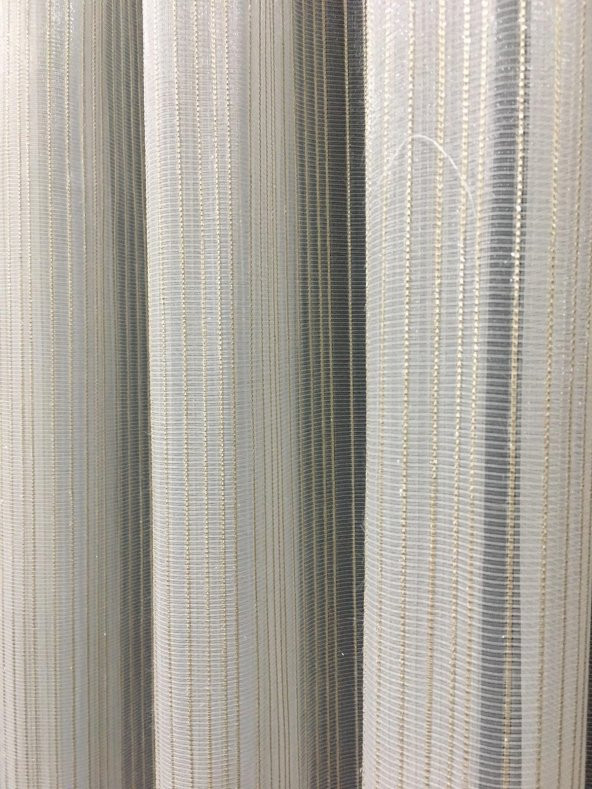 Briillant Çizgili Vizon Simli etek kurşunlu ütü istemez tül perde - 3