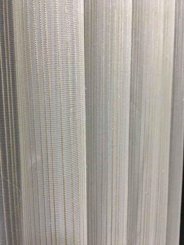 Briillant Çizgili Vizon Simli etek kurşunlu ütü istemez tül perde - 5
